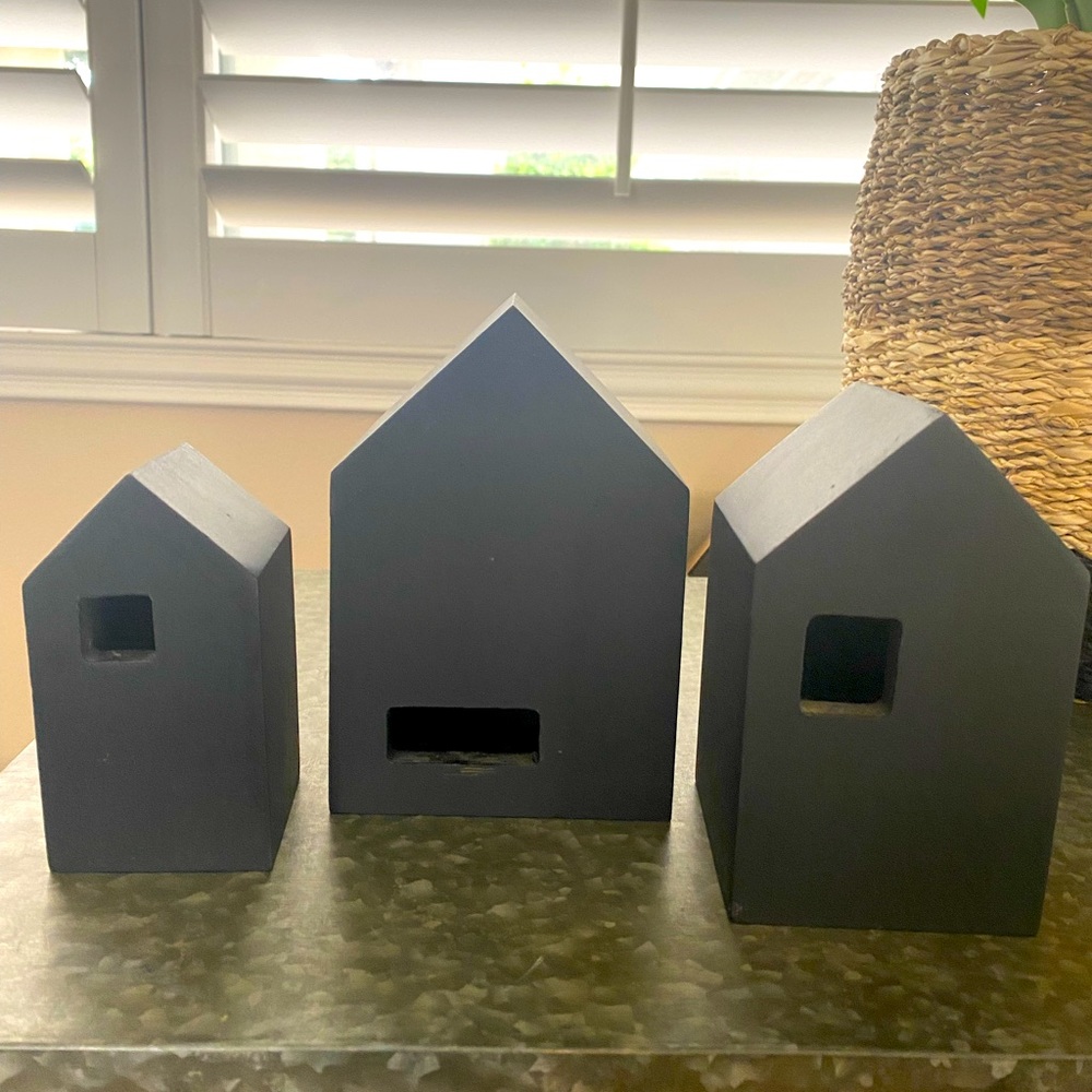 Hearth & Hand Magnolia black Wooden nesting house set (3) pre-owned